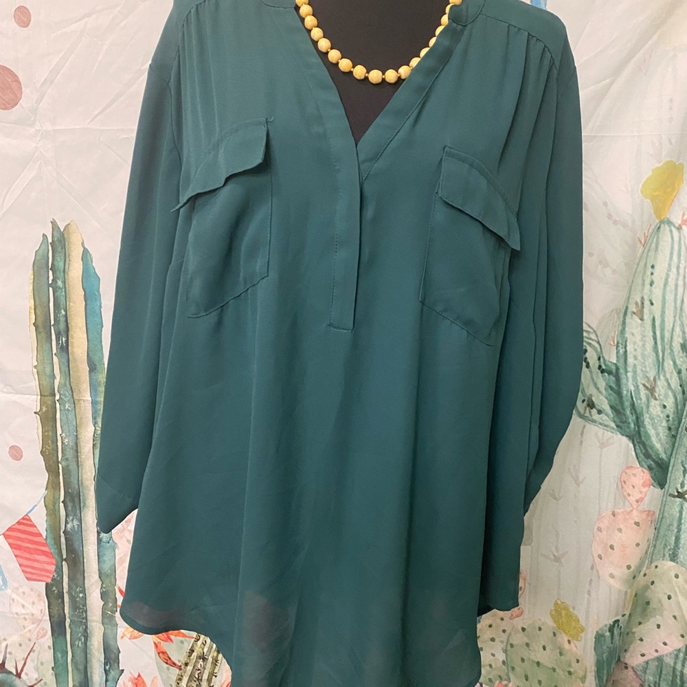 Teal Long Sleeve Blouse